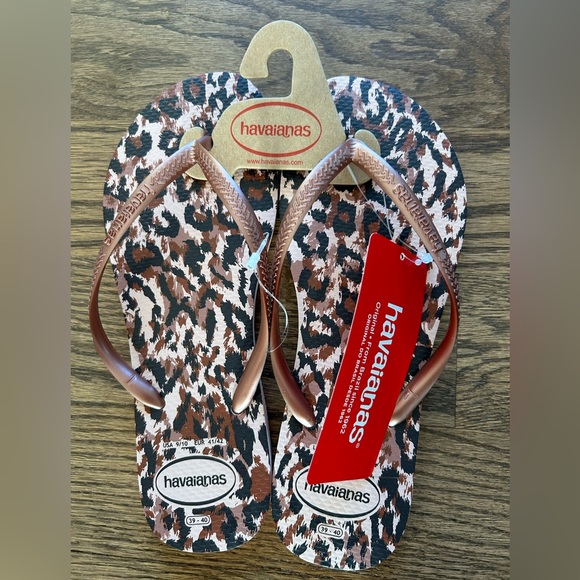 Havaianas Slim Leopard Print Flip Flops - Picture 3 of 6